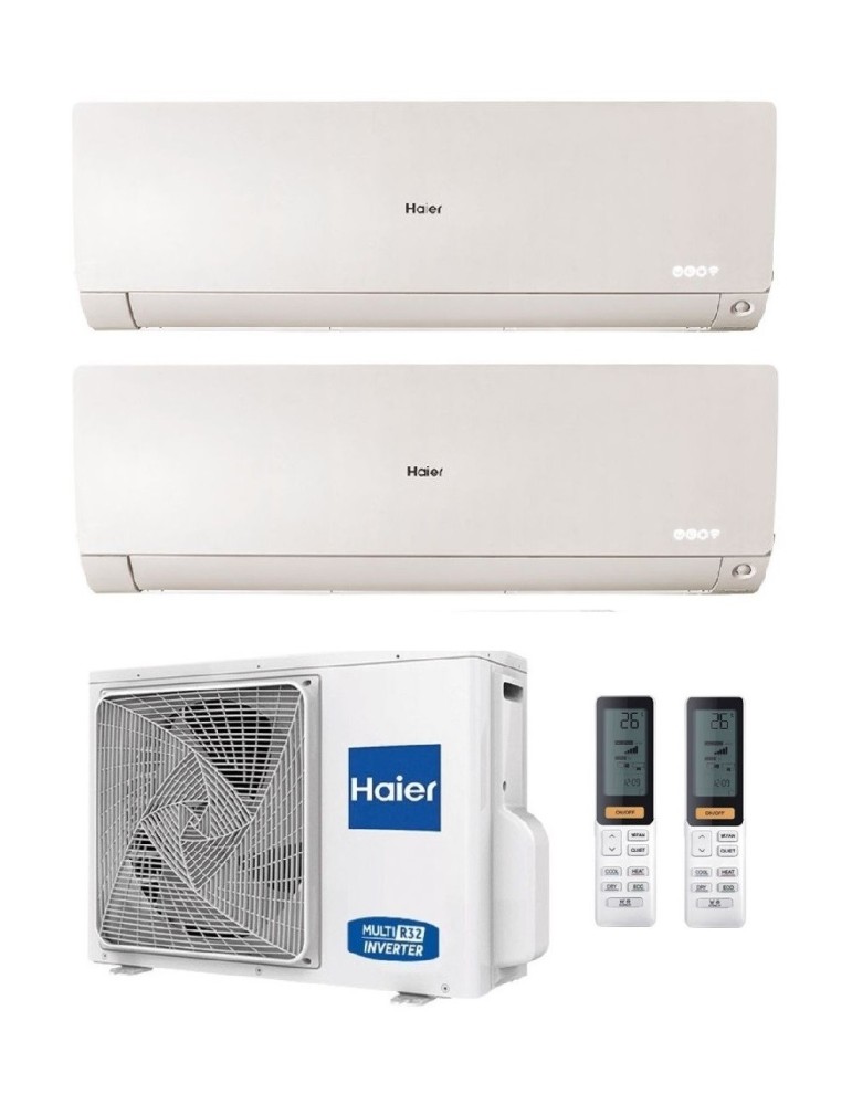 Climatizzatore Condizionatore Dual Split Inverter Haier FLEXIS PLUS WHITE 12000+12000 btu R-32 Inverter U.E. 5.0 Kw Wi-Fi A++ A+