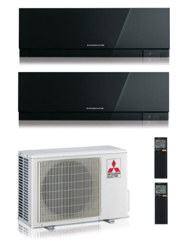 Climatizzatore Condizionatore Dual Split Inverter Mitsubishi Kirigamine Zen Black 9000+9000 btu U.E. 4.2 Kw R-32 Wi-Fi A+++ A++