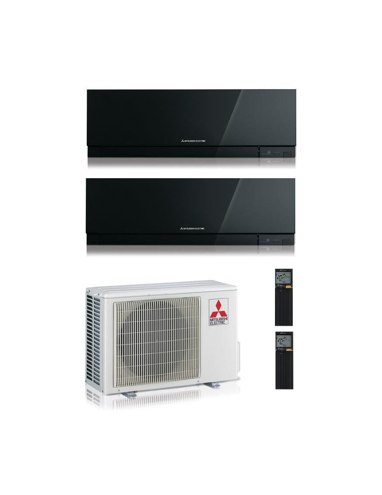 Climatizzatore Condizionatore Dual Split Inverter Mitsubishi Kirigamine Zen Black 9000+9000 btu U.E. 4.2 Kw R-32 Wi-Fi A+++ A++