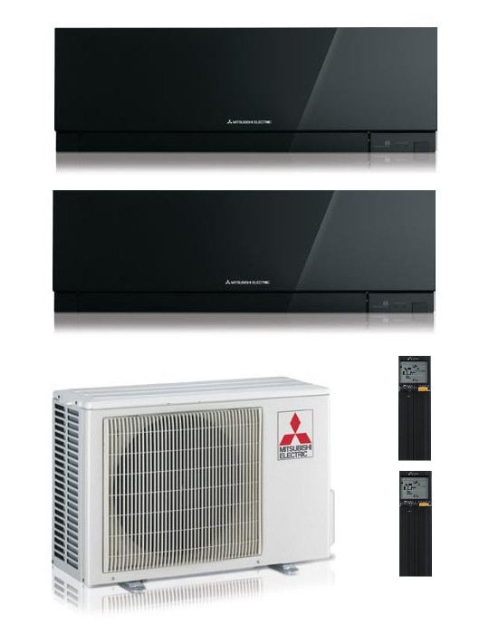 Climatizzatore Condizionatore Dual Split Inverter Mitsubishi Kirigamine Zen Black 9000+9000 btu U.E. 4.2 Kw R-32 Wi-Fi A+++ A++
