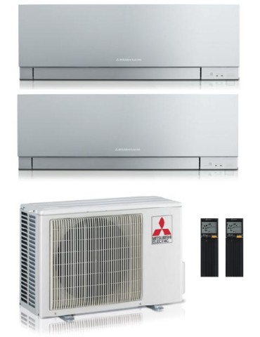 Climatizzatore Condizionatore Mitsubishi Electric Kirigamine Zen Silver Dual Split 9000+12000 btu U.E. 5.3 Kw R32 Wi-Fi A+++ A++