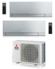 Climatizzatore Condizionatore Dual Split Inverter Mitsubishi Kirigamine Zen Silver 9000+9000 btu U.E. 4.2 Kw R-32 Wi-Fi A+++ A++