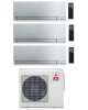 Climatizzatore Condizionatore Trial Split Inverter Mitsubishi Kirigamine Zen Silver 9+9+12 U.E. 5.4 Kw R-32 Wi-Fi A+++ A++
