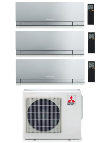 Climatizzatore Condizionatore Trial Split Inverter Mitsubishi Kirigamine Zen Silver 9+9+12 U.E. 5.4 Kw R-32 Wi-Fi A+++ A++