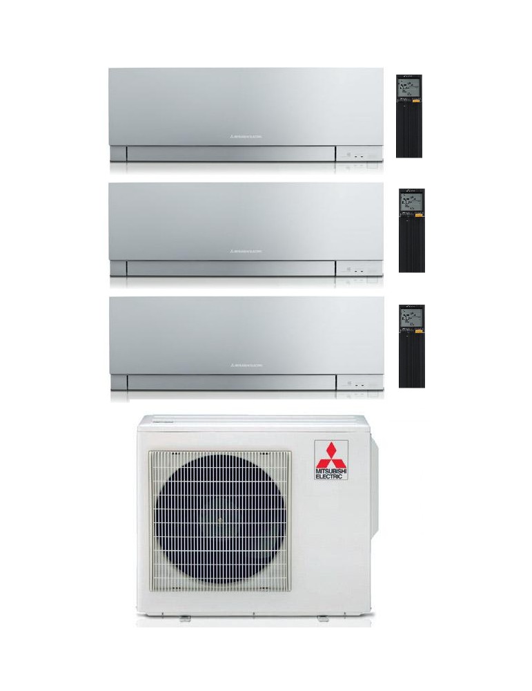 Climatizzatore Condizionatore Trial Split Inverter Mitsubishi Kirigamine Zen Silver 9+9+12 U.E. 5.4 Kw R-32 Wi-Fi A+++ A++