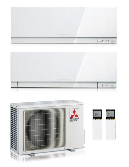 Climatizzatore Condizionatore Dual Split Inverter Mitsubishi Kirigamine Zen White 12000+12000 btu U.E. 5.3 Kw R32 Wi-Fi A+++ A++