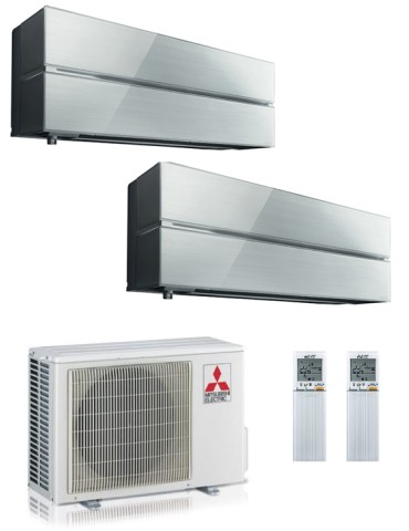 Climatizzatore Condizionatore Dual Split Inverter Mitsubishi Kirigamine Style PearlWhite 9000+12000 U.E. 5.3 Kw R32 WiFi A+++A++