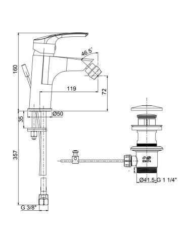 Paini Atomix miscelatore monoforo bidet scarico automatico 2