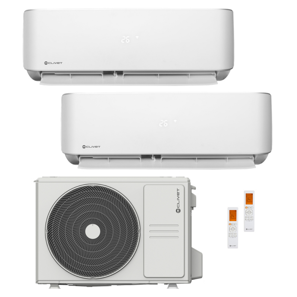 Climatizzatore Condizionatore Clivet Cristallo Dual Split 9000+9000 Btu  Inverter R-32 Wi-Fi A++ A+ U.E. 4.1 Kw - Hydroexpert S.R.L.