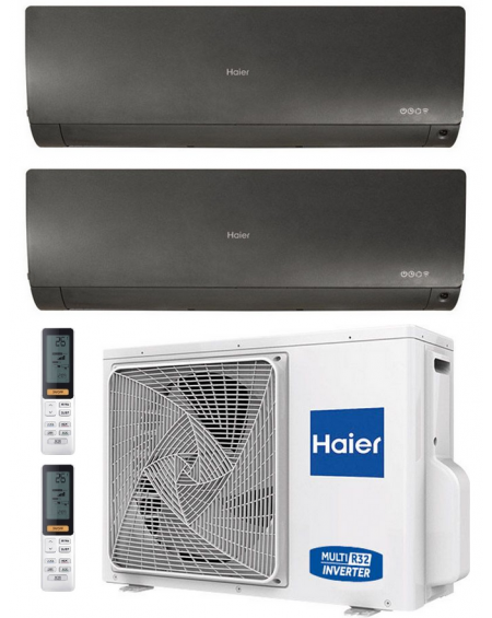 Climatizzatore Condizionatore Haier FLEXIS PLUS BLACK Dual Split 12000+12000 btu R-32 Inverter U.E. 5.0 Kw Wi-Fi A++ A+