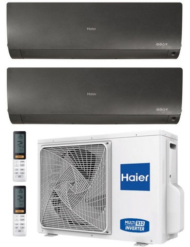 Climatizzatore Condizionatore Haier FLEXIS PLUS BLACK Dual Split 12000+12000 btu R-32 Inverter U.E. 5.0 Kw Wi-Fi A++ A+