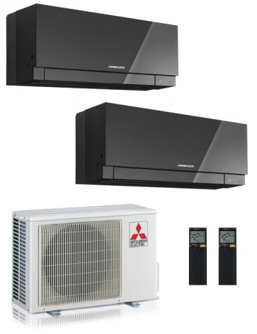 Climatizzatore Condizionatore Dual Split Inverter Mitsubishi Kirigamine Zen Black 9000+12000 btu U.E. 5.3 Kw R-32 Wi-Fi A+++ A++