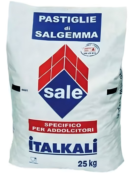 Sale in Pastiglie per Addolcitori Acqua Depuratori Salgemma Naturale Italiano Sacco 25KG