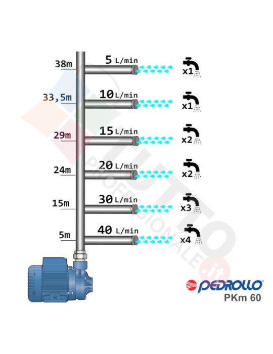 Elettropompa Periferica Pedrollo Pkm60 0,5 Hp Girante In Ottone