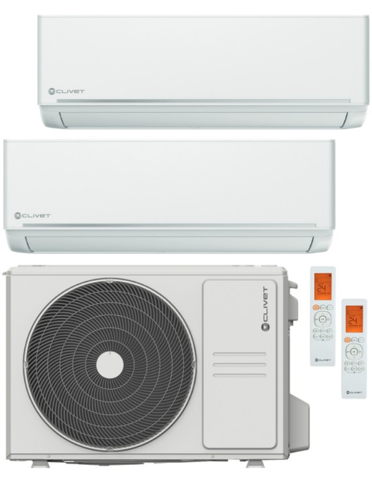 Climatizzatore Condizionatore Clivet EZCool Dual Split 12000+12000 Btu Inverter R-32 Wi-Fi Optional A++ A+ U.E. 5.3 Kw