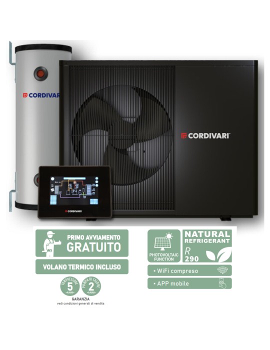 Pompa di Calore Cordivari Vestalis Solar 7 kw Monofase con Volano 50lt - Wifi
