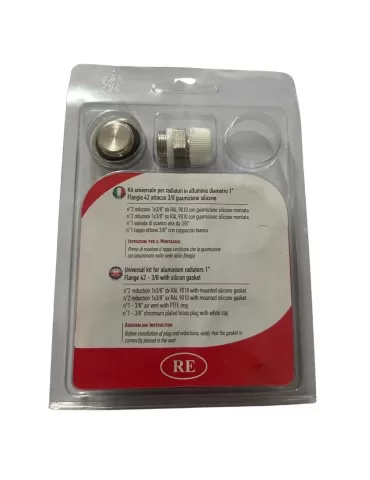 Kit Universale per Radiatori in Alluminio con riduzioni, valvola di sfiato e tappo 1" X 3/8" 2