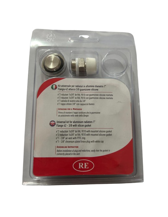 Kit Universale per Radiatori in Alluminio con riduzioni, valvola di sfiato e tappo 1" X 3/8"