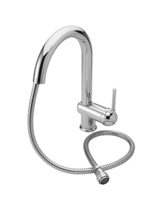 Rubinetto miscelatore lavello cromo con doccetta estraibile milano argo