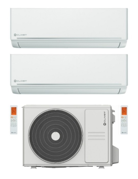 Climatizzatore Clivet EZCool Dual Split 9000+12000 Btu Inverter R-32 Wi-Fi Optional A++ A+ U.E. 5.3 Kw