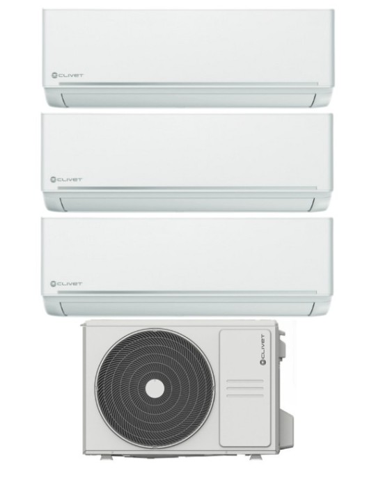 Climatizzatore Clivet EZCool Trial Split 9000+9000+12000 Btu Inverter R-32 Wi-Fi Optional A++ A+ U.E. 7.9 Kw Climatizzatore Clivet EZCool Trial Split 9000+9000+12000 Btu Inverter R-32 Wi-Fi Optional A++ A+ U.E. 7.9 Kw