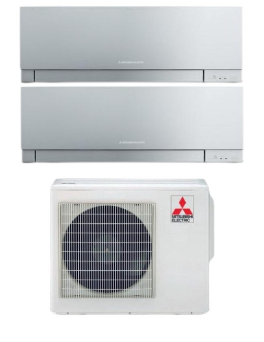 Mitsubishi Climatizzatore Dual Split Kirigamine Zen MSZ-EF Silver 9+12 con MXZ-2F53VF Inverter R32 WiFi Classe A+++