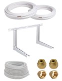 Kit Installazione Climatizzatore Mono 3 Mt Tubo Rame 1/4" e 3/8" Staffa-Raccordi e Tubo Scarico Condensa