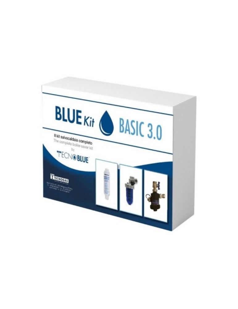 Tecnogas Kit Salvacaldaia BlueKit Basic 3.0 con Defangatore Filtro Magnetico + Dosatore Polifosfati + Neutralizzatore Condensa