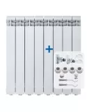 Global Termosifoni Radiatori Vox 700 da 2 a 12 Elementi in Alluminio Bianco RAL9010 + Kit Accessori