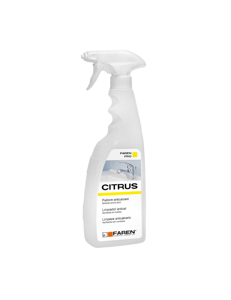 Faren CITRUS . Pulitore anticalcare a base naturale di acido citrico. È efficace contro il calcare, sicuro per l'ambiente .