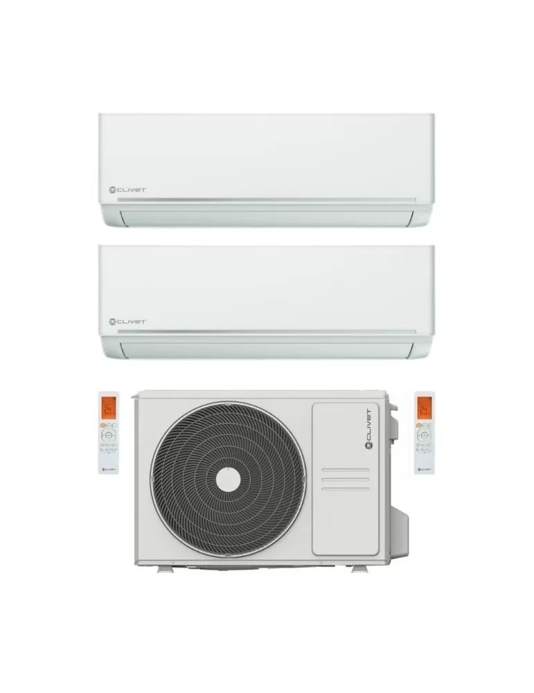 Climatizzatore Clivet EZCool Dual Split 9000+9000 Btu Inverter R-32 Wi-Fi Optional A++ A+ U.E. 4.1 Kw Climatizzatore Clivet EZCool Dual Split 9000+9000 Btu Inverter R-32 Wi-Fi Optional A++ A+ U.E. 4.1 Kw