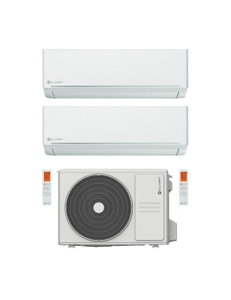 Climatizzatore Clivet EZCool Dual Split 12000+12000 Btu Inverter R-32 Wi-Fi Optional A++ A+ U.E. 5.3 Kw Climatizzatore Clivet EZCool Dual Split 12000+12000 Btu Inverter R-32 Wi-Fi Optional A++ A+ U.E. 5.3 Kw