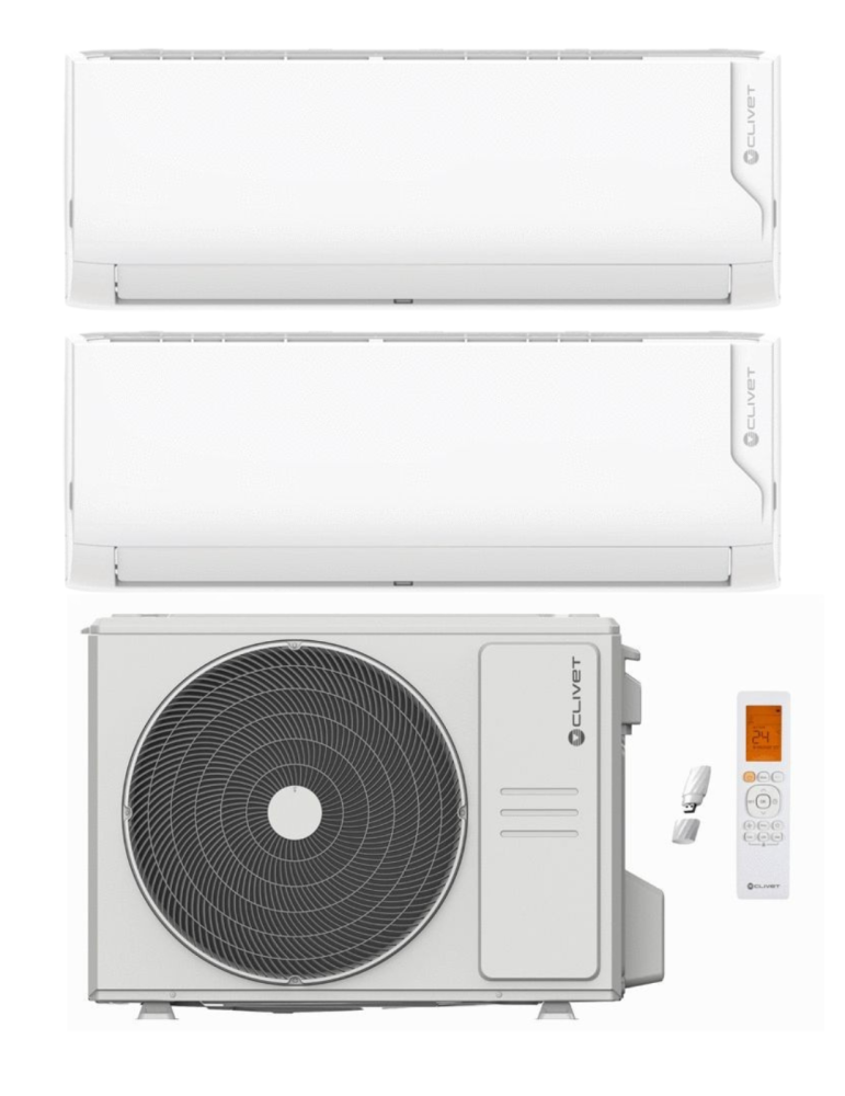 Climatizzatore Clivet Cristallo Dual Split 9000+12000 Btu Inverter R-32 Wi-Fi A++ A+ U.E. 5.3 Kw