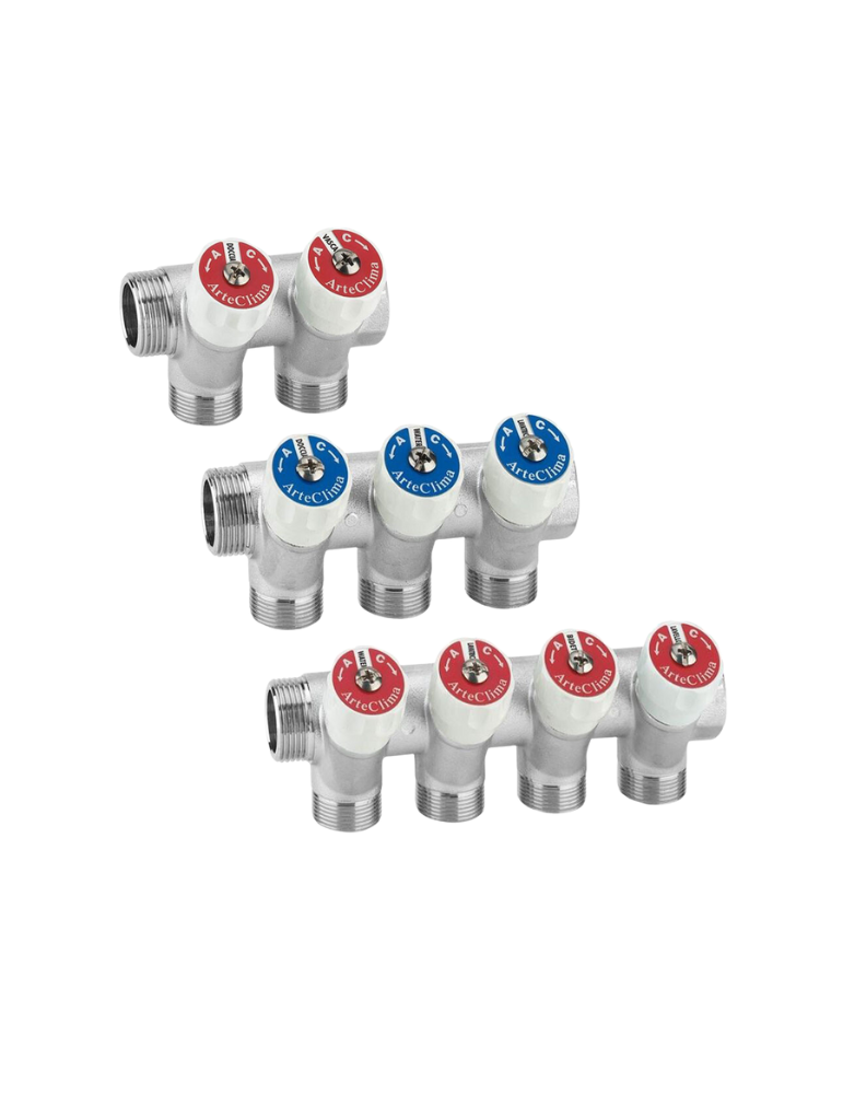 Collettori per sanitari Arteclima da 3/4 maschio/femmina con attacco tubo rame e multistrato.