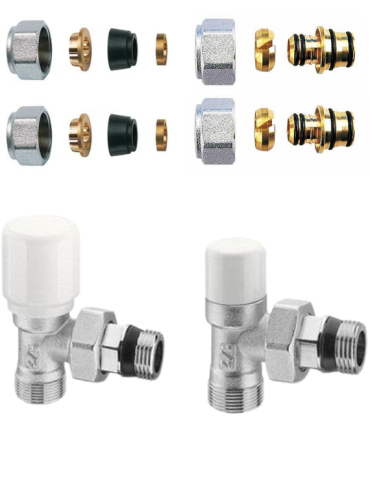 Arteclima Kit Valvola + Detentore a squadra da 3/8' con raccordi per tubo rame/multistrato