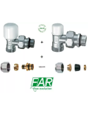 FAR Kit Valvola + Detentore a squadra da 1/2' con raccordi per tubo rame/multistrato