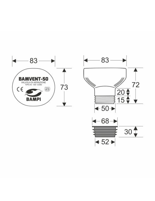 BAMPI VALVOLA DI AERAZIONE BAMVENT -50