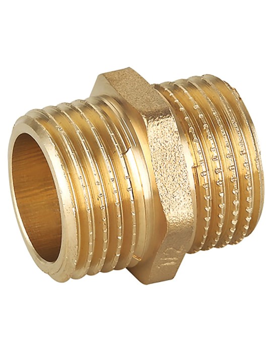 Niples doppio maschio filettato in ottone giallo